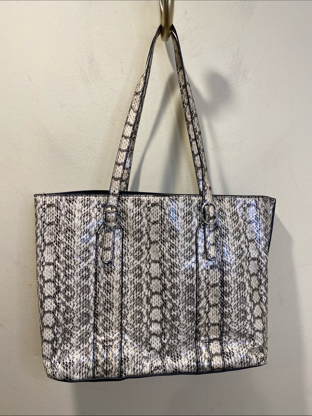 Alfani Snake-Print Tote Bag in White and Gray - Fashionable Women's Handbag NWT